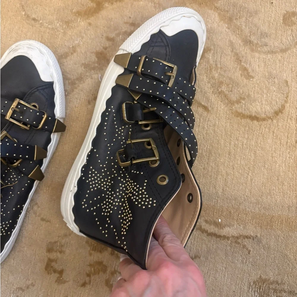 Chloe Studded Black High-Top Sneakers - Picture 4 of 6